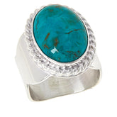 Jay King Chilean Blue Turquoise Cabochon Sterling Silver Band Ring Size 8